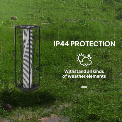 Outsunny Rattan Solar Floor Lamp, Auto On/Off LED Garden Lights - Grey| 867-265V00GY