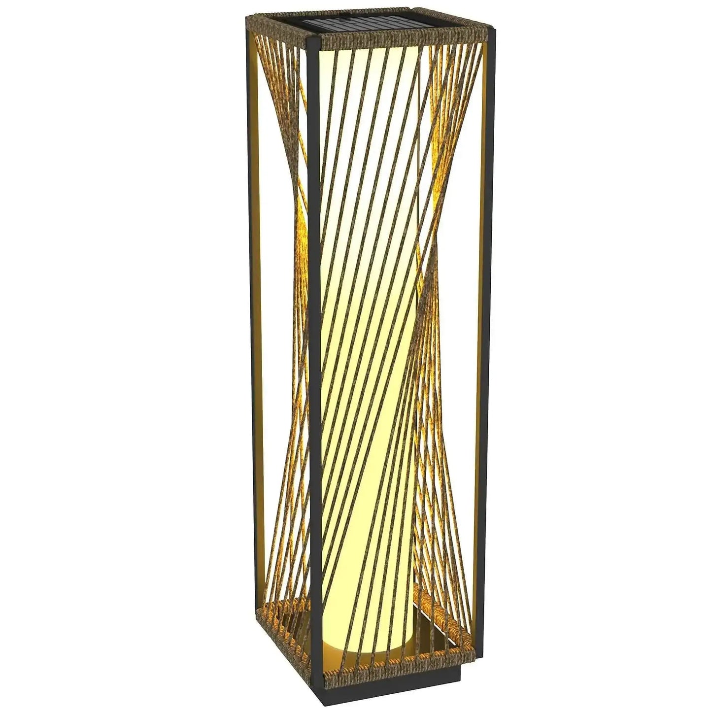 Outsunny Rattan Solar Floor Lamp, Auto On/Off LED Garden Lights - Grey| 867-265V00GY