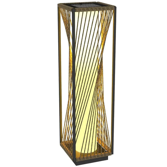 Outsunny Rattan Solar Floor Lamp, Auto On/Off LED Garden Lights - Grey| 867-265V00GY