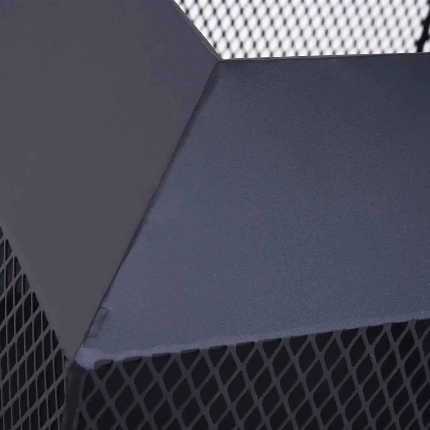 Outsunny Mesh Square Fire Pit with Lid & Poker - Black | 842-090