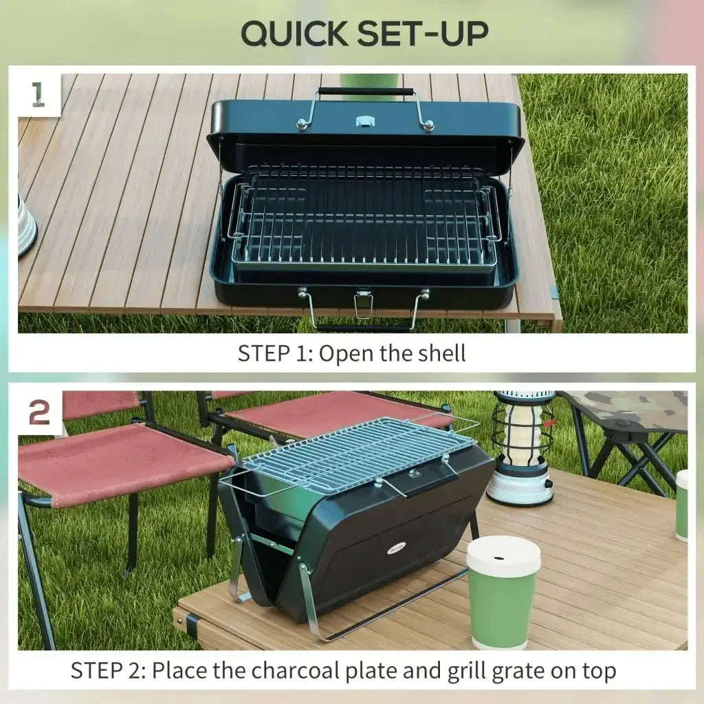 Outsunny Metal Suitable - Style Portable BBQ Grill - Black 846 - 145V00BK - Garden & Outdoor
