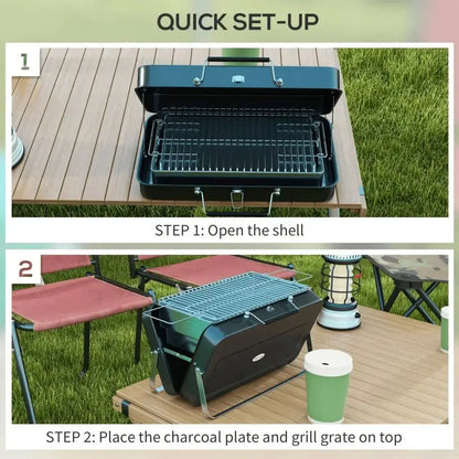 Outsunny Metal Suitable - Style Portable BBQ Grill - Black 846 - 145V00BK - Garden & Outdoor