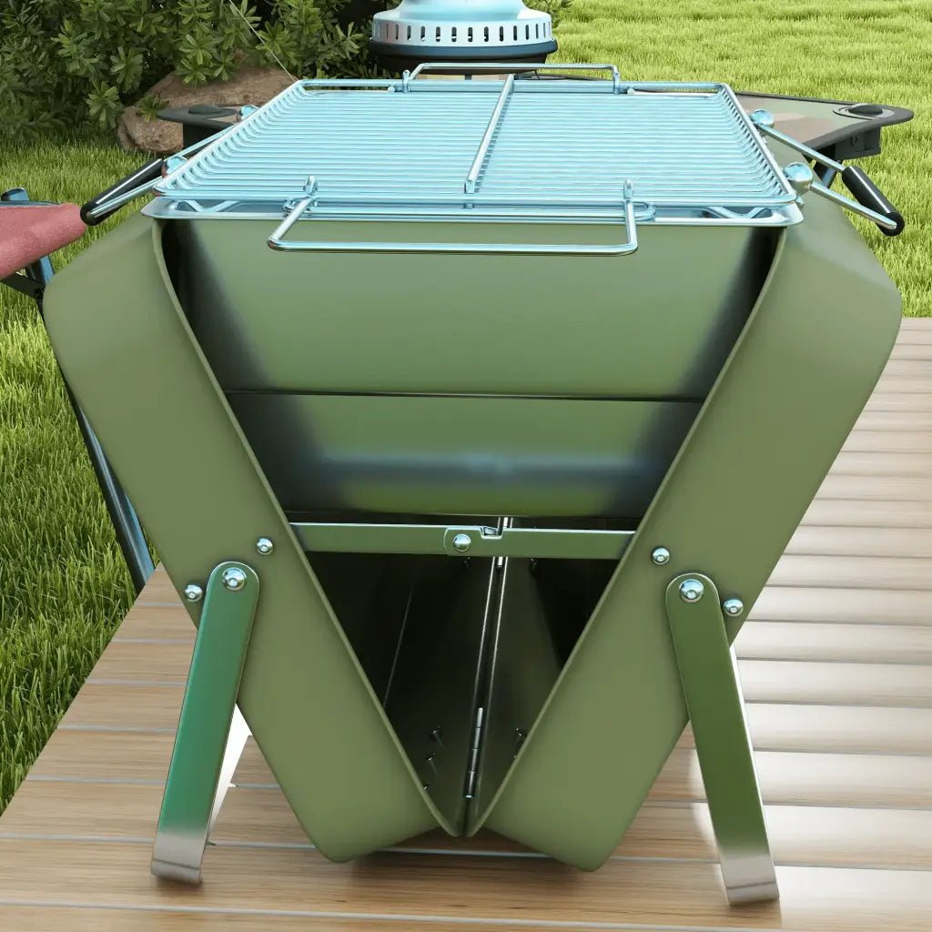 Outsunny Metal Suitable - Style Portable BBQ Grill - Green 846 - 145V00GN - Garden & Outdoor