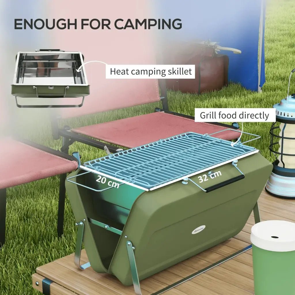 Outsunny Metal Suitable - Style Portable BBQ Grill - Green 846 - 145V00GN - Garden & Outdoor