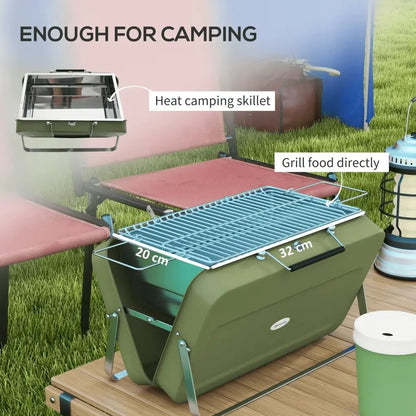 Outsunny Metal Suitable - Style Portable BBQ Grill - Green 846 - 145V00GN - Garden & Outdoor