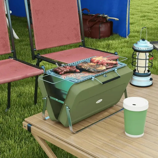 Outsunny Metal Suitable - Style Portable BBQ Grill - Green 846 - 145V00GN - Garden & Outdoor