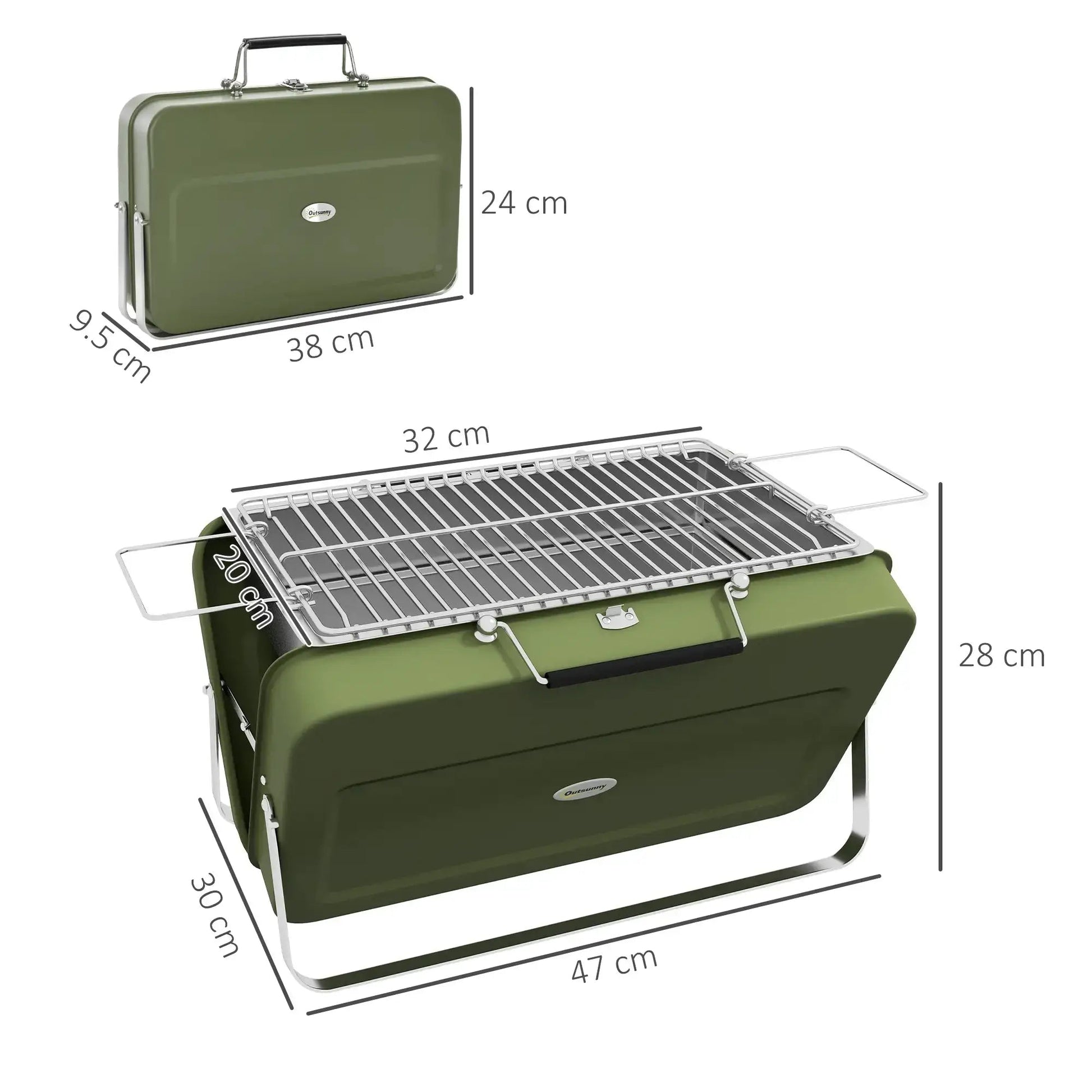 Outsunny Metal Suitable - Style Portable BBQ Grill - Green 846 - 145V00GN - Garden & Outdoor