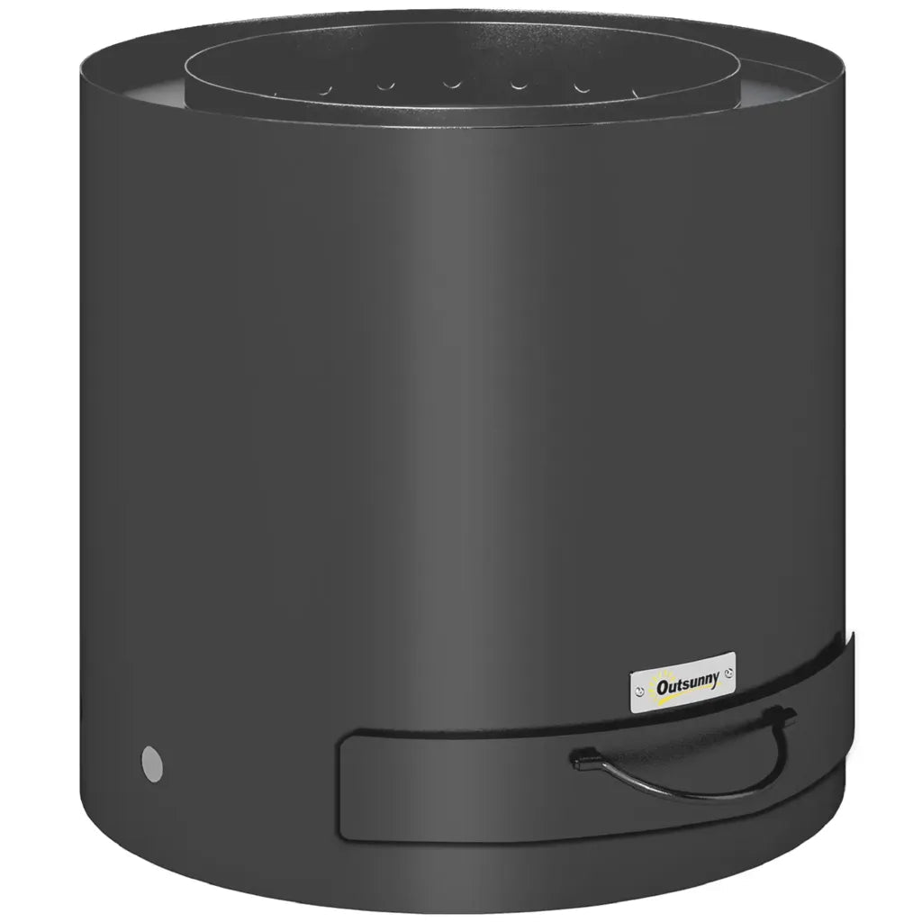 Outsunny Metal Wood - burning Fire Pit with Fire Poker - Black | 842 - 383V00BK - Fire Pits, Fireplaces, Heating