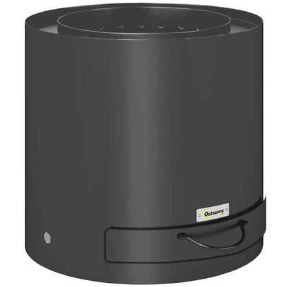 Outsunny Metal Wood - burning Fire Pit with Fire Poker - Black | 842 - 383V00BK - Fire Pits, Fireplaces, Heating