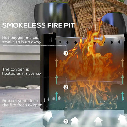Outsunny Metal Wood-burning Smokeless Fire Pit, 42cm, Black | 842-329V00BK
