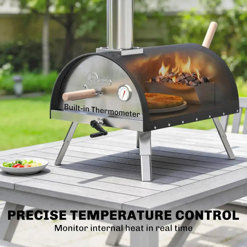 Outsunny Outdoor Pizza Oven – Wood & Pellet Fired Garden Pizza Maker | 846 - 284V00BK - Pizza Ovens