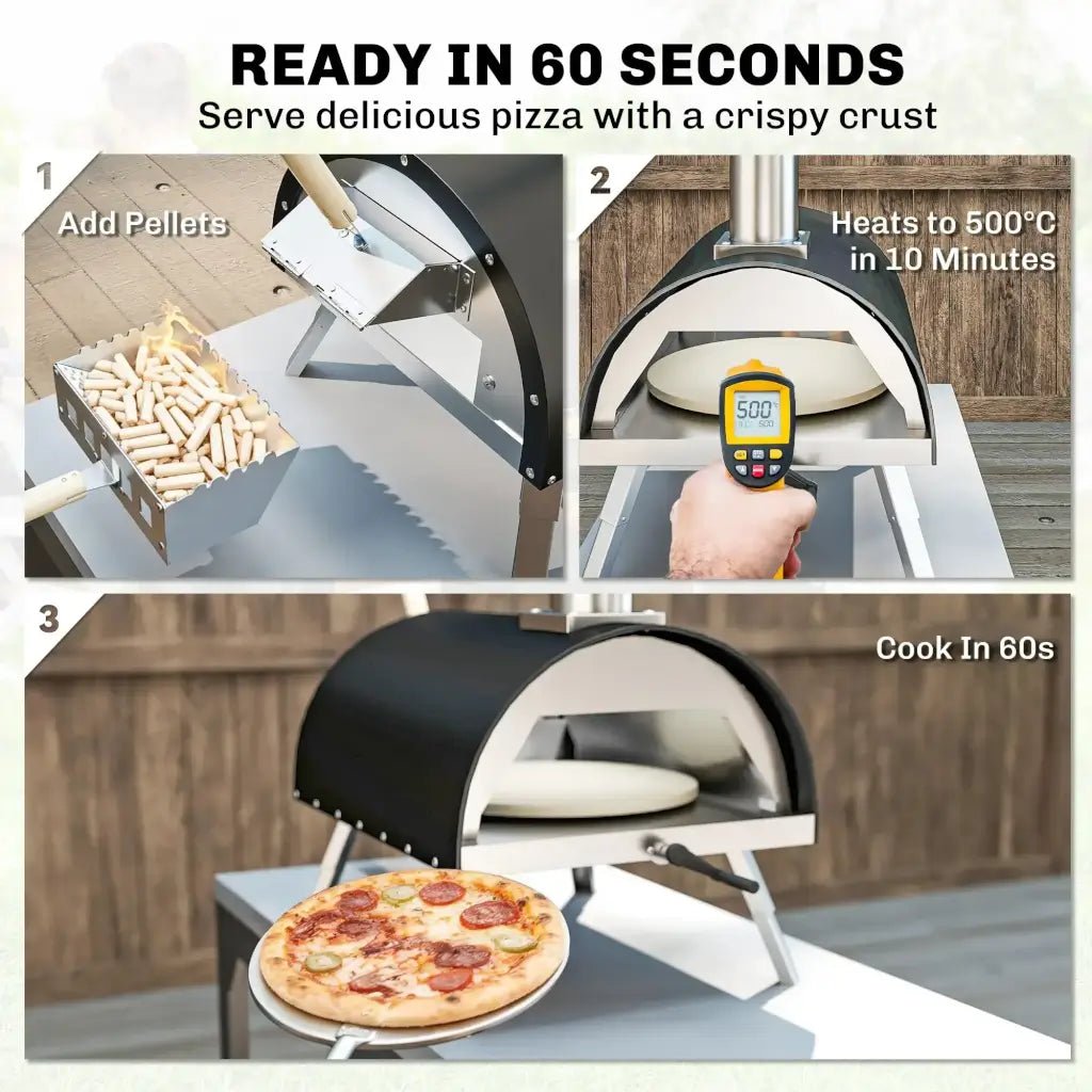 Outsunny Outdoor Pizza Oven – Wood & Pellet Fired Garden Pizza Maker | 846 - 284V00BK - Pizza Ovens