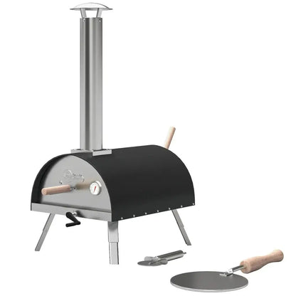 Outsunny Outdoor Pizza Oven – Wood & Pellet Fired Garden Pizza Maker | 846 - 284V00BK - Pizza Ovens