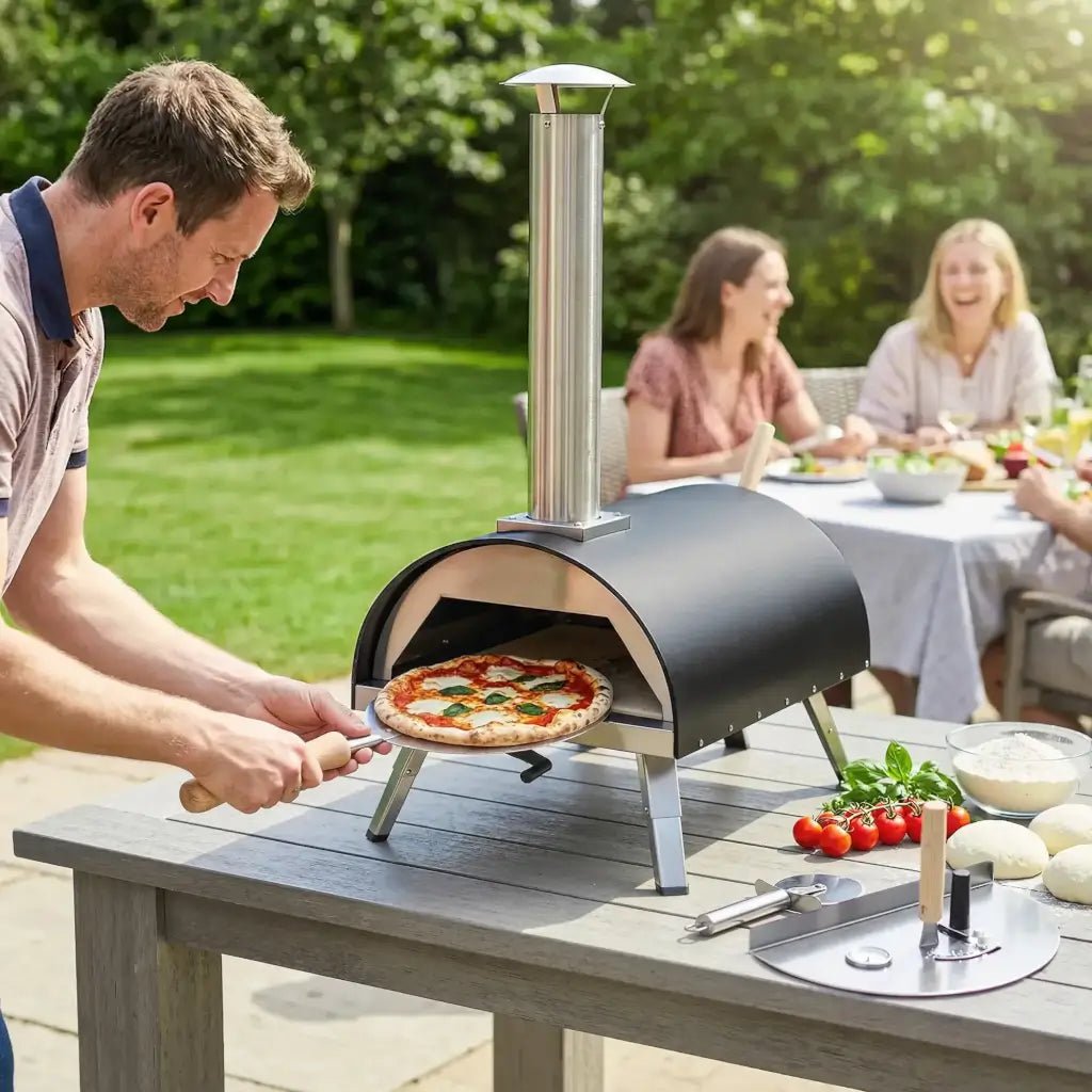 Outsunny Outdoor Pizza Oven – Wood & Pellet Fired Garden Pizza Maker | 846 - 284V00BK - Pizza Ovens