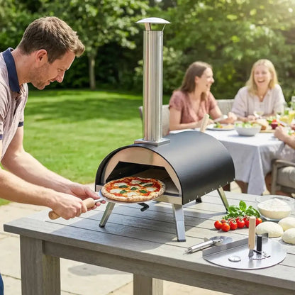 Outsunny Outdoor Pizza Oven – Wood & Pellet Fired Garden Pizza Maker | 846 - 284V00BK - Pizza Ovens