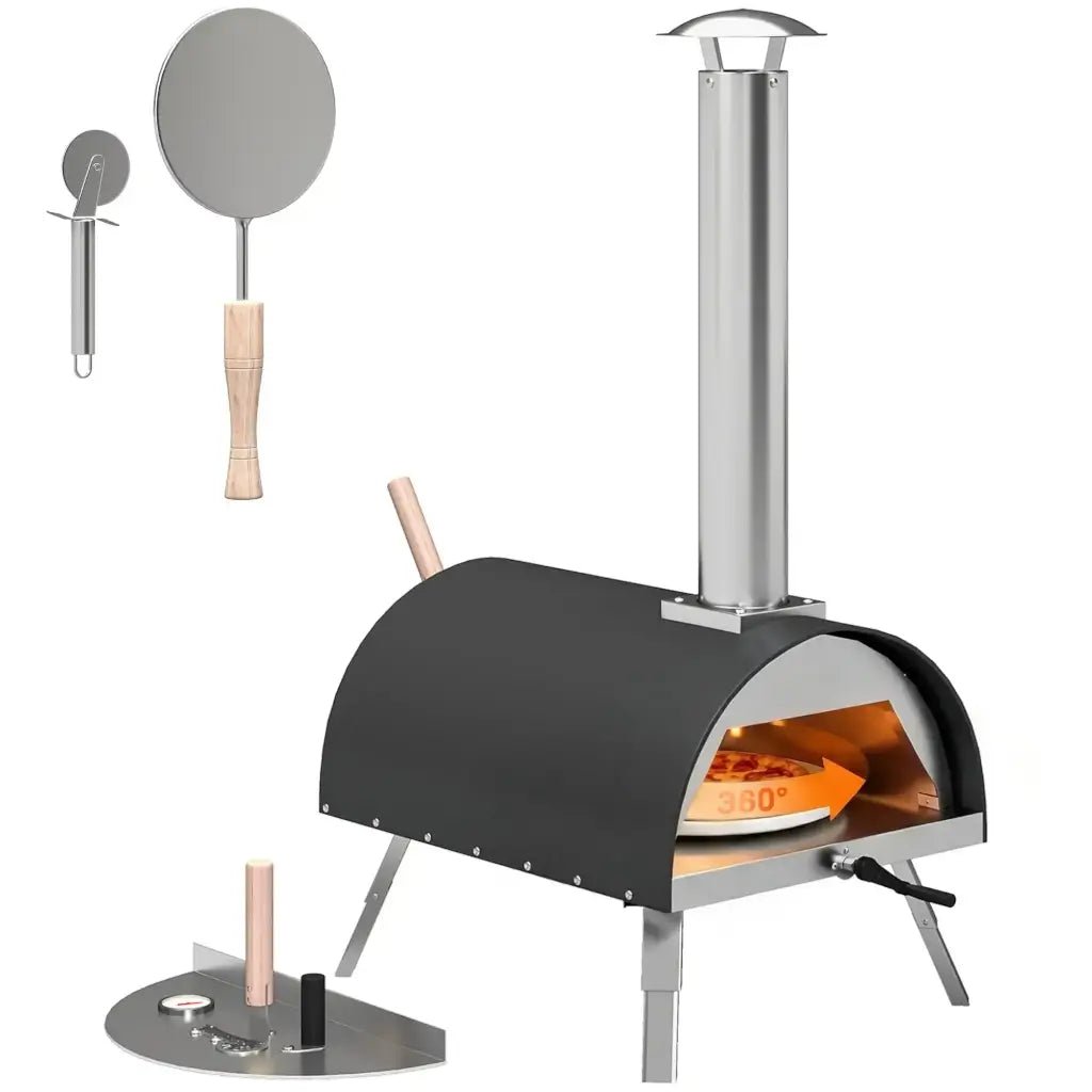 Outsunny Outdoor Pizza Oven – Wood & Pellet Fired Garden Pizza Maker | 846 - 284V00BK - Pizza Ovens