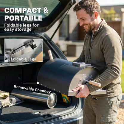 Outsunny Outdoor Pizza Oven – Wood & Pellet Fired Garden Pizza Maker | 846 - 284V00BK - Pizza Ovens