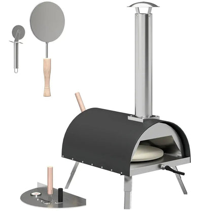 Outsunny Outdoor Pizza Oven – Wood & Pellet Fired Garden Pizza Maker | 846 - 284V00BK - Pizza Ovens