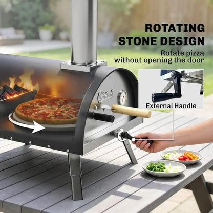 Outsunny Outdoor Pizza Oven – Wood & Pellet Fired Garden Pizza Maker | 846 - 284V00BK - Pizza Ovens