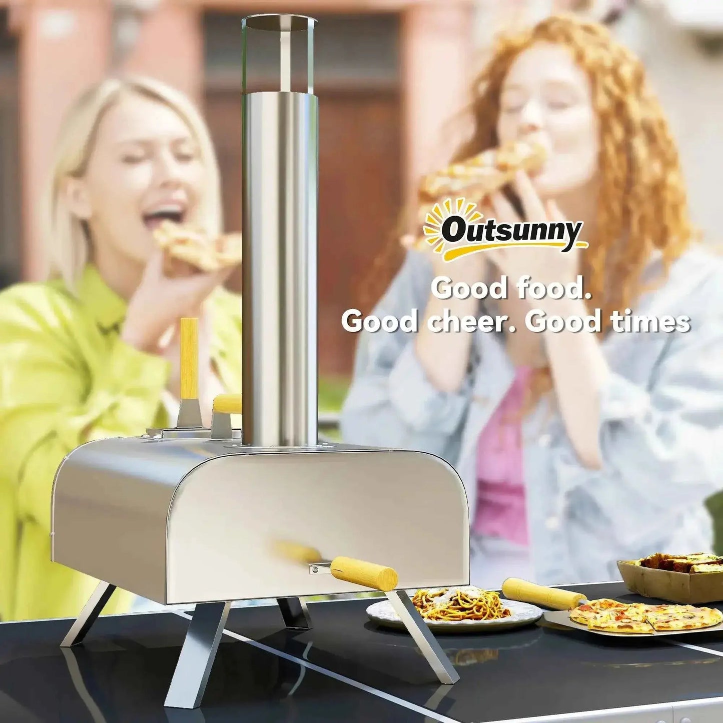 Outsunny Outdoor Pizza Oven – Wood Pellet, Pizza Stone, Stainless Steel | 846-198V00SR