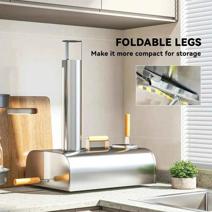 Stainless steel stainless steel outsunny outdoor pizza oven with foldable legs and wooden handles for wood pellet cooking