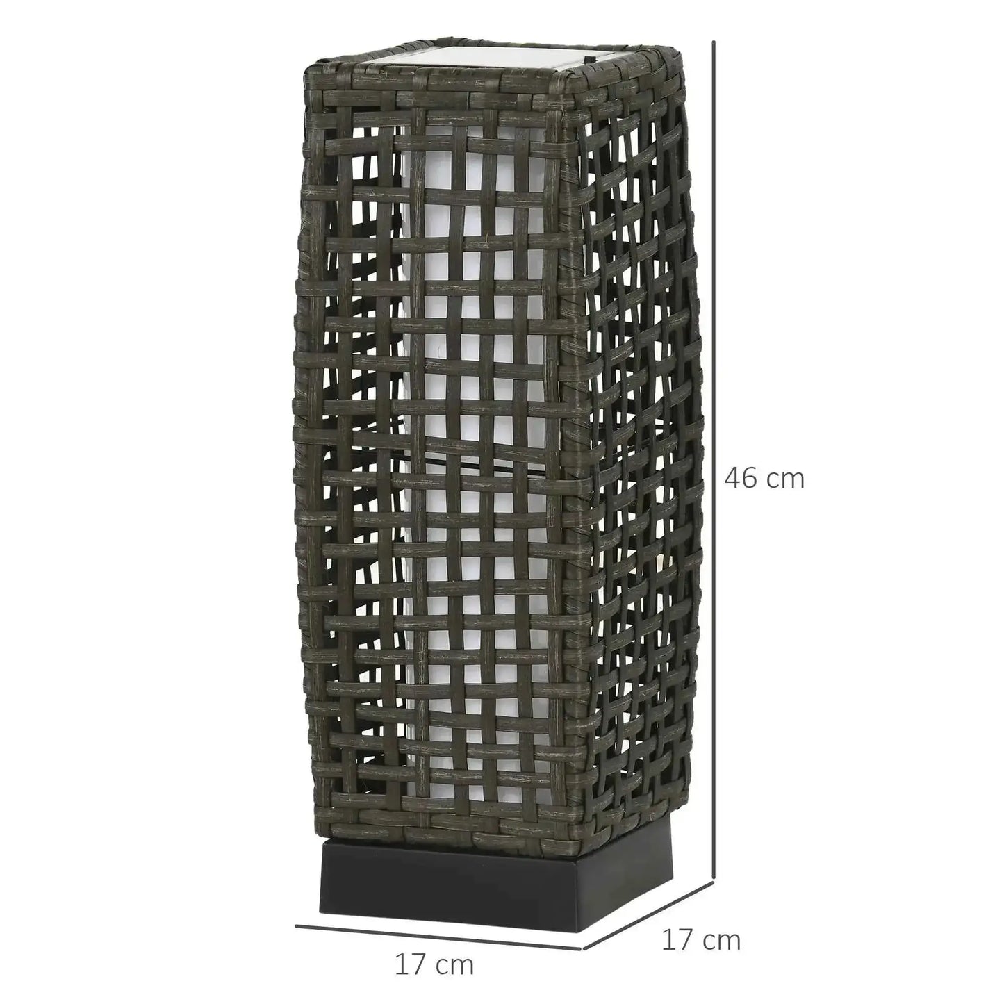 Outsunny Outdoor Rattan Solar Lantern, Brushed PE Wicker, with Auto On/Off - Grey | 867-129V00GY