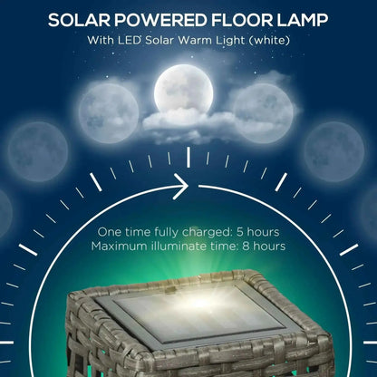 Outsunny Outdoor Rattan Solar Lantern, Brushed PE Wicker, with Auto On/Off - Grey | 867-129V00GY