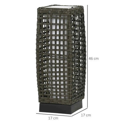 Outsunny Outdoor Rattan Solar Lantern, Brushed PE Wicker, with Auto On/Off - Grey | 867-129V00GY