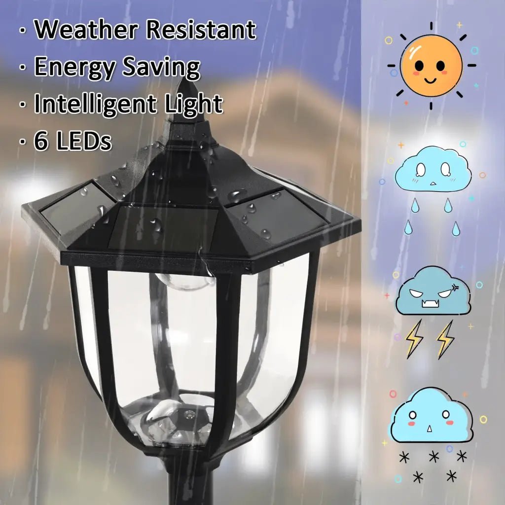 Outsunny Outdoor Garden Solar Post Lamp Sensor Light LED Lantern Bollard Pathway Torch Light 1.77m Tall B30 - 006 - Garden & Outdoor