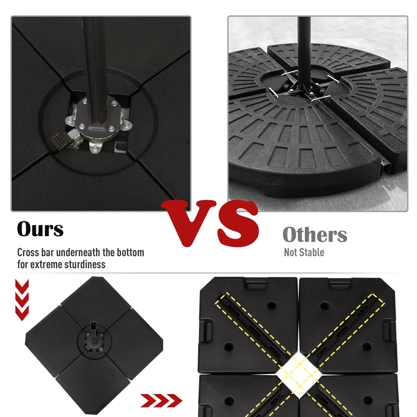 Outsunny Parasol Base Weights – Set of 4, Fillable, Up to 120kg | 84D - 070 - Accessories