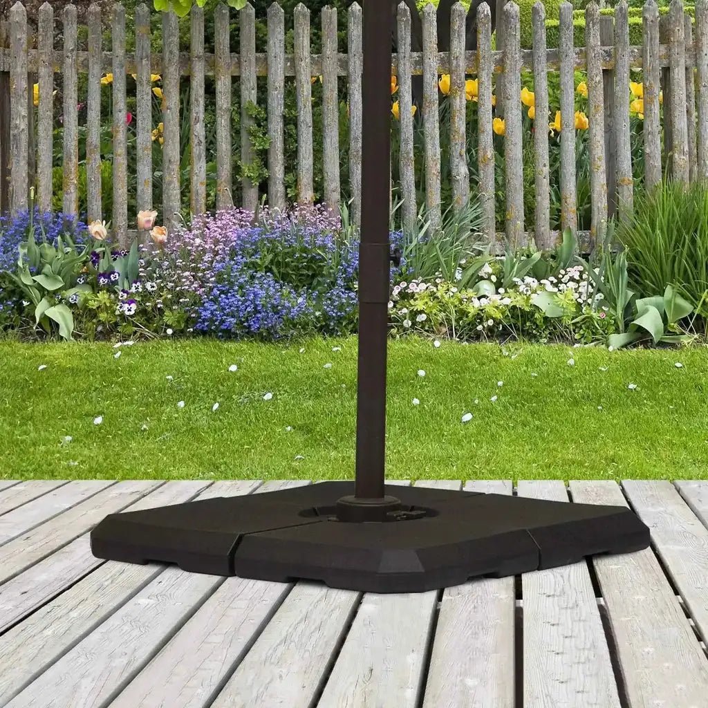 Black hexagonal fillable patio umbrella base weight by Outsunny set of 4 supports parasols up to 120kg