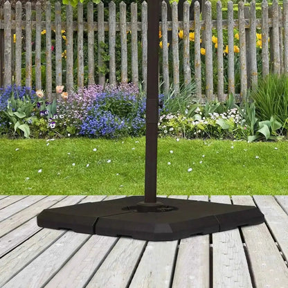 Black hexagonal fillable patio umbrella base weight by Outsunny set of 4 supports parasols up to 120kg