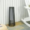 Outsunny Patio Garden Solar Powered Lights Woven Resin Wicker Lantern Auto On/Off - Black | 866 - 066BK - Garden Lighting