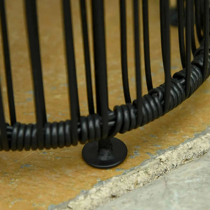 Outsunny Solar Powered Woven Resin Wicker Lantern, Auto On/Off - Black | 866-066BK