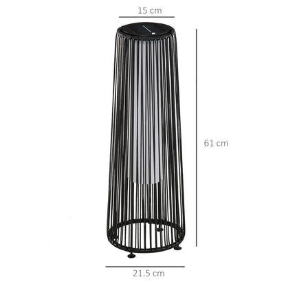 Outsunny Patio Garden Solar Powered Lights Woven Resin Wicker Lantern Auto On/Off - Black | 866 - 066BK - Garden Lighting