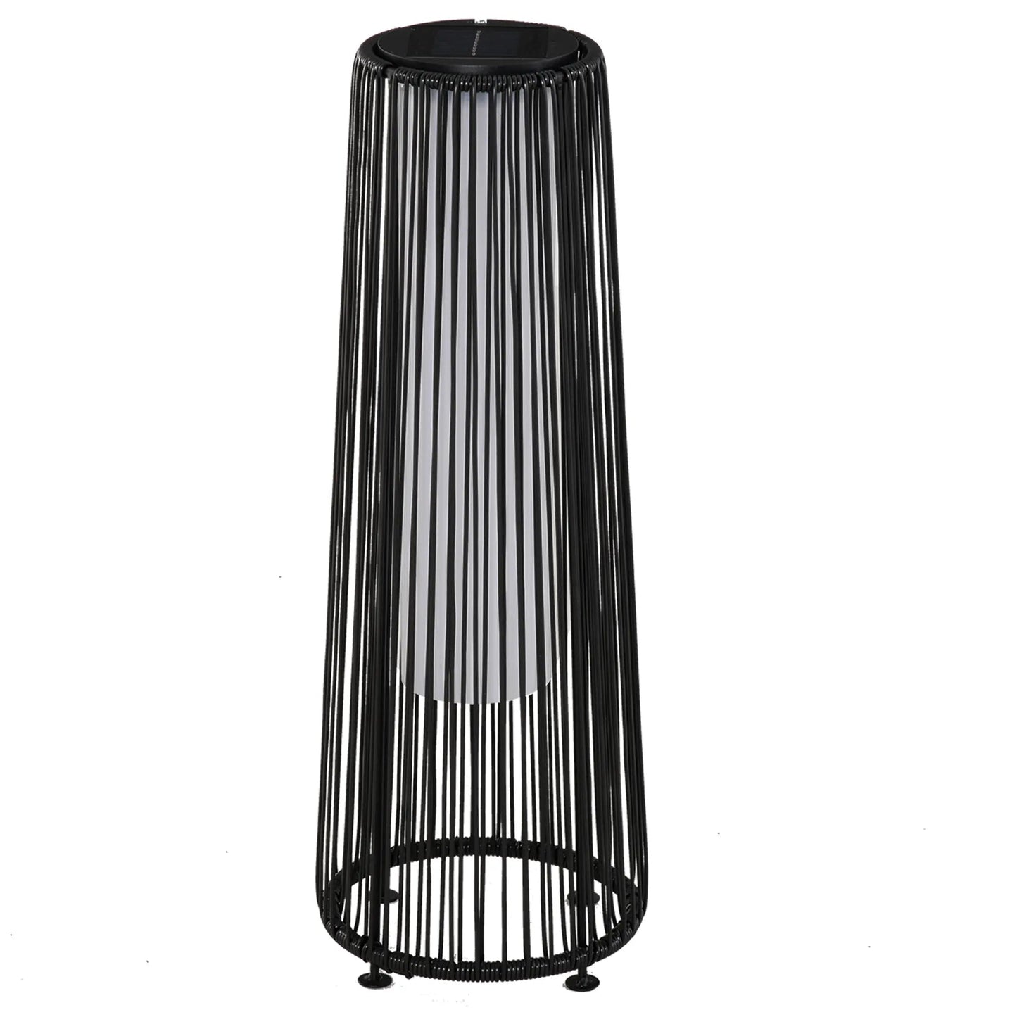 Outsunny Patio Garden Solar Powered Lights Woven Resin Wicker Lantern Auto On/Off - Black | 866 - 066BK - Garden Lighting