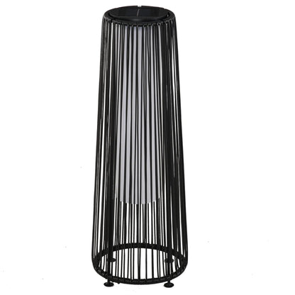 Outsunny Patio Garden Solar Powered Lights Woven Resin Wicker Lantern Auto On/Off - Black | 866 - 066BK - Garden Lighting
