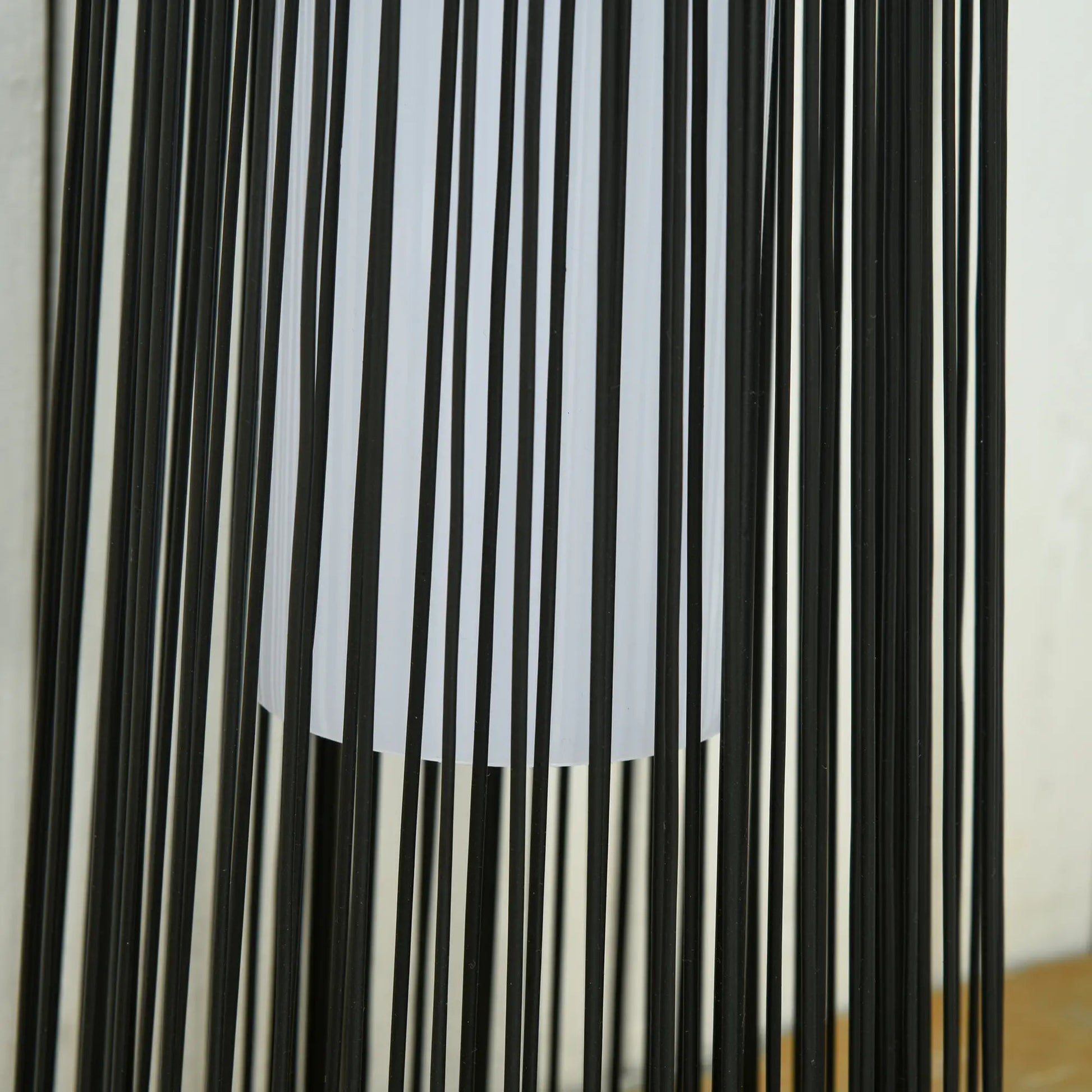 Outsunny Patio Garden Solar Powered Lights Woven Resin Wicker Lantern Auto On/Off - Black | 866 - 066BK - Garden Lighting