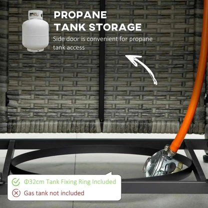 White propane tank storage unit with side door for convenient access for outsunny pe rattan gas fire pit table