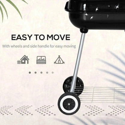 Outsunny Portable BBQ Charcoal Grill – Wheels, Utensils, Smoker, Lid | 846-093