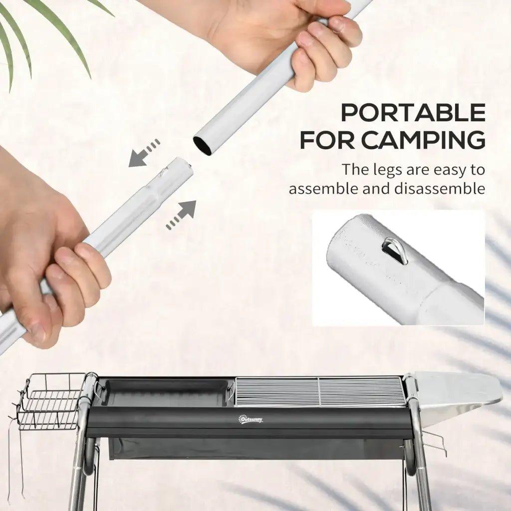 Outsunny Portable Charcoal BBQ Grill - Black | 846 - 109V00BK - BBQs & Grills