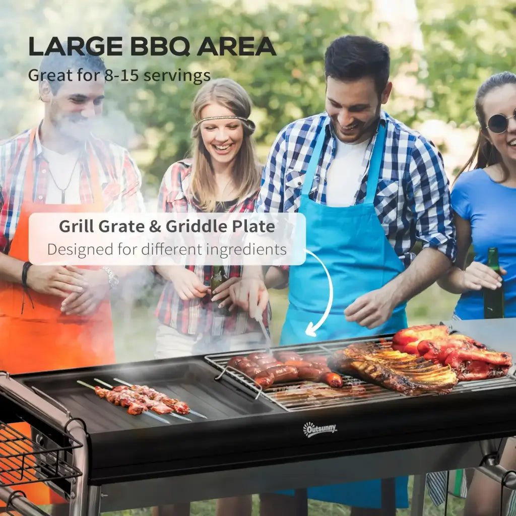 Outsunny Portable Charcoal BBQ Grill - Black | 846 - 109V00BK - BBQs & Grills