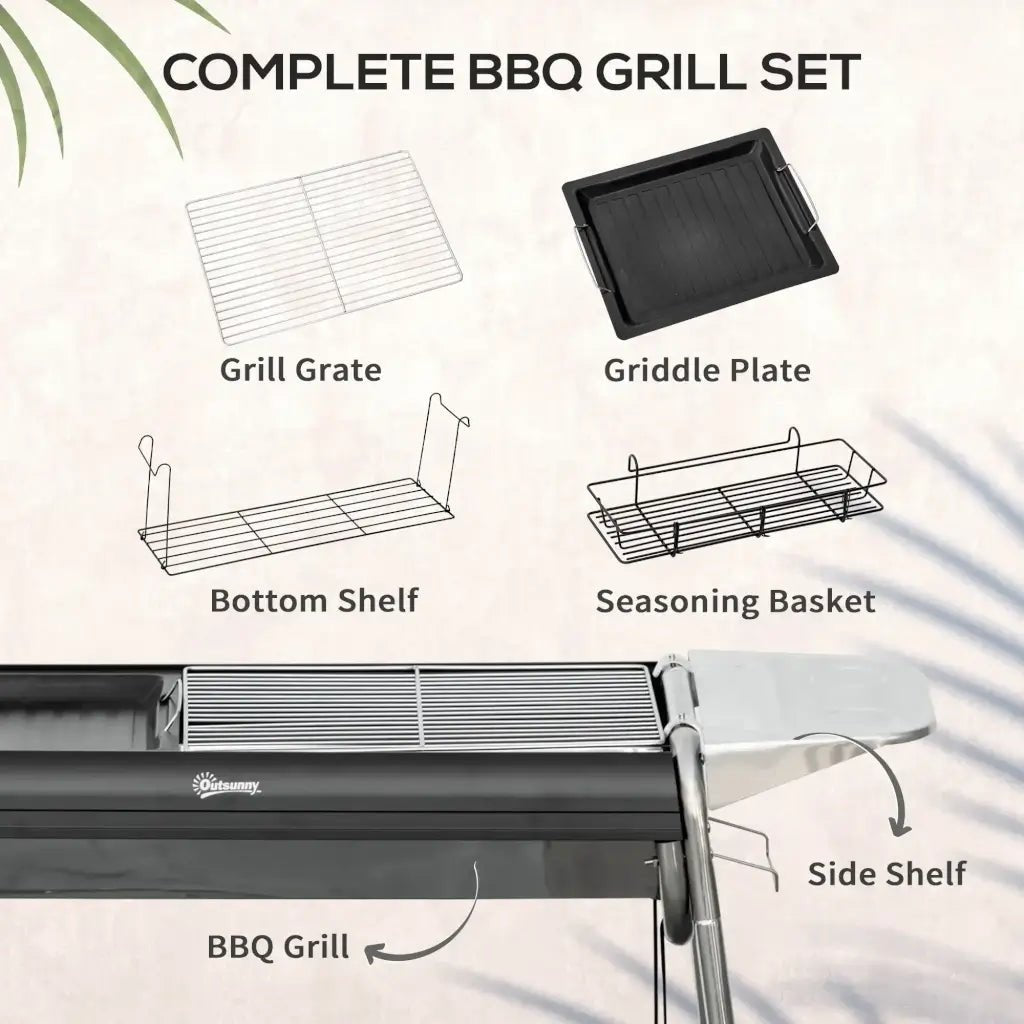 Outsunny Portable Charcoal BBQ Grill - Black | 846 - 109V00BK - BBQs & Grills
