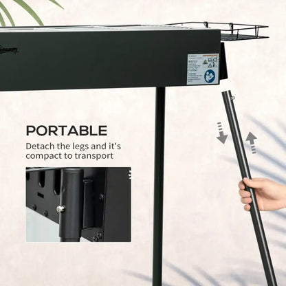 Outsunny Portable Charcoal BBQ Grill with Hooks & Baskets - Black | 846 - 112V00BK - BBQs & Grills