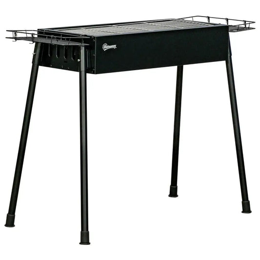 Outsunny Portable Charcoal BBQ Grill with Hooks & Baskets - Black | 846 - 112V00BK - BBQs & Grills