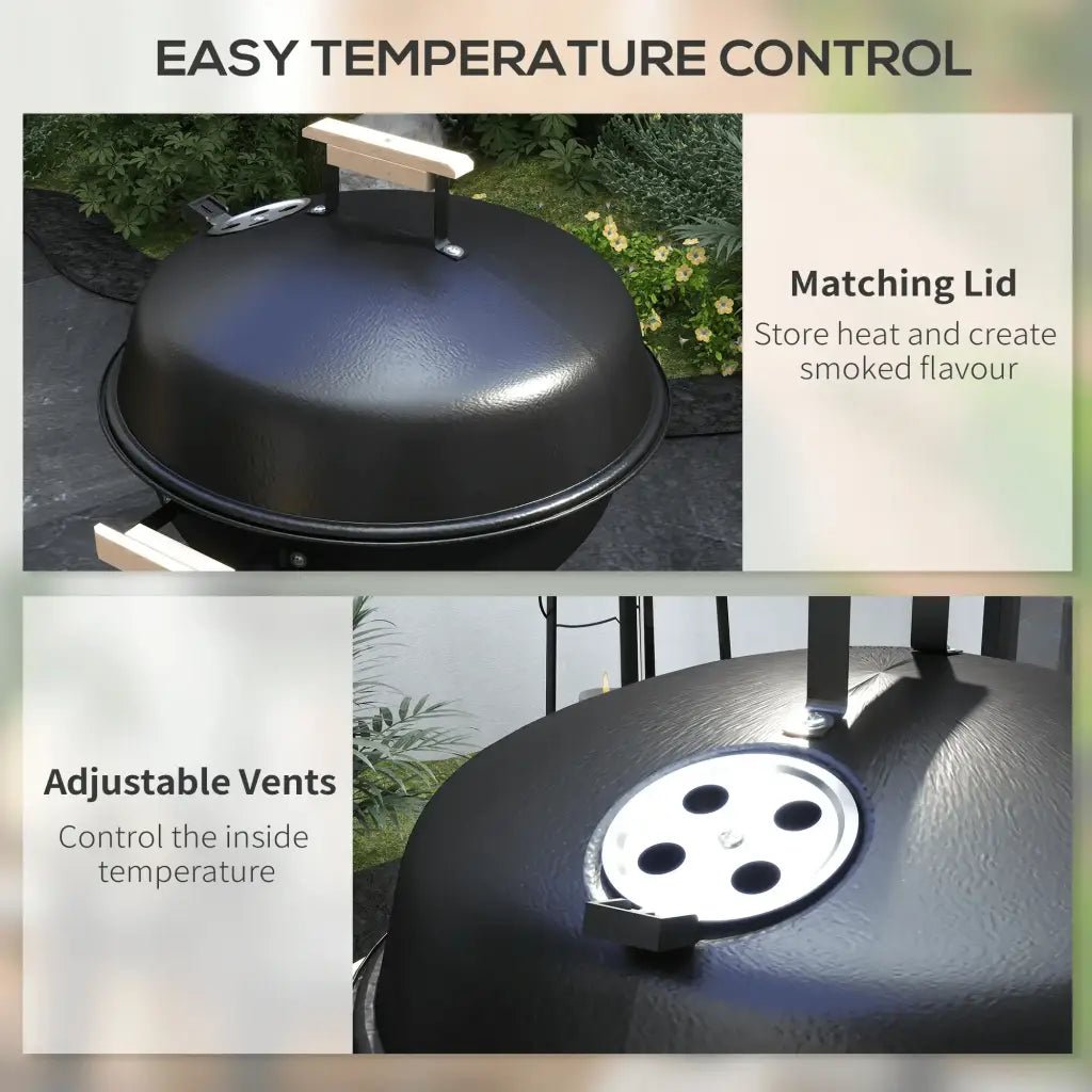 Outsunny Portable Round Kettle Charcoal Grill BBQ Smoker with Lid Outdoor Heat Control Party Patio Barbecue Garden 846 - 033 - Garden & Outdoor