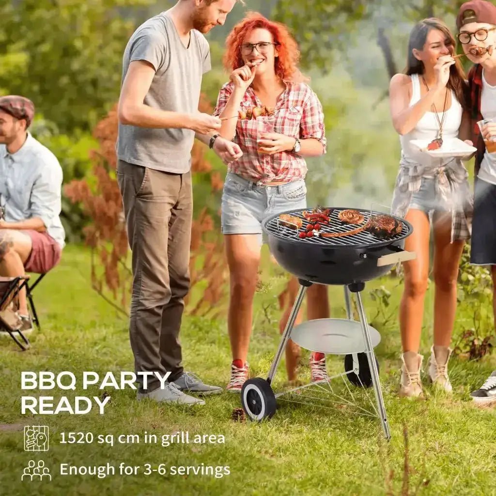 Outsunny Portable Round Kettle Charcoal Grill BBQ Smoker with Lid Outdoor Heat Control Party Patio Barbecue Garden 846 - 033 - Garden & Outdoor