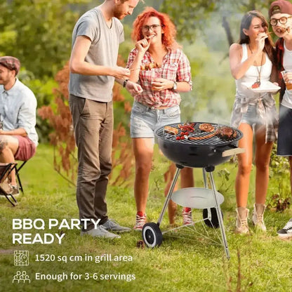 Outsunny Portable Round Kettle Charcoal Grill BBQ Smoker with Lid Outdoor Heat Control Party Patio Barbecue Garden 846 - 033 - Garden & Outdoor