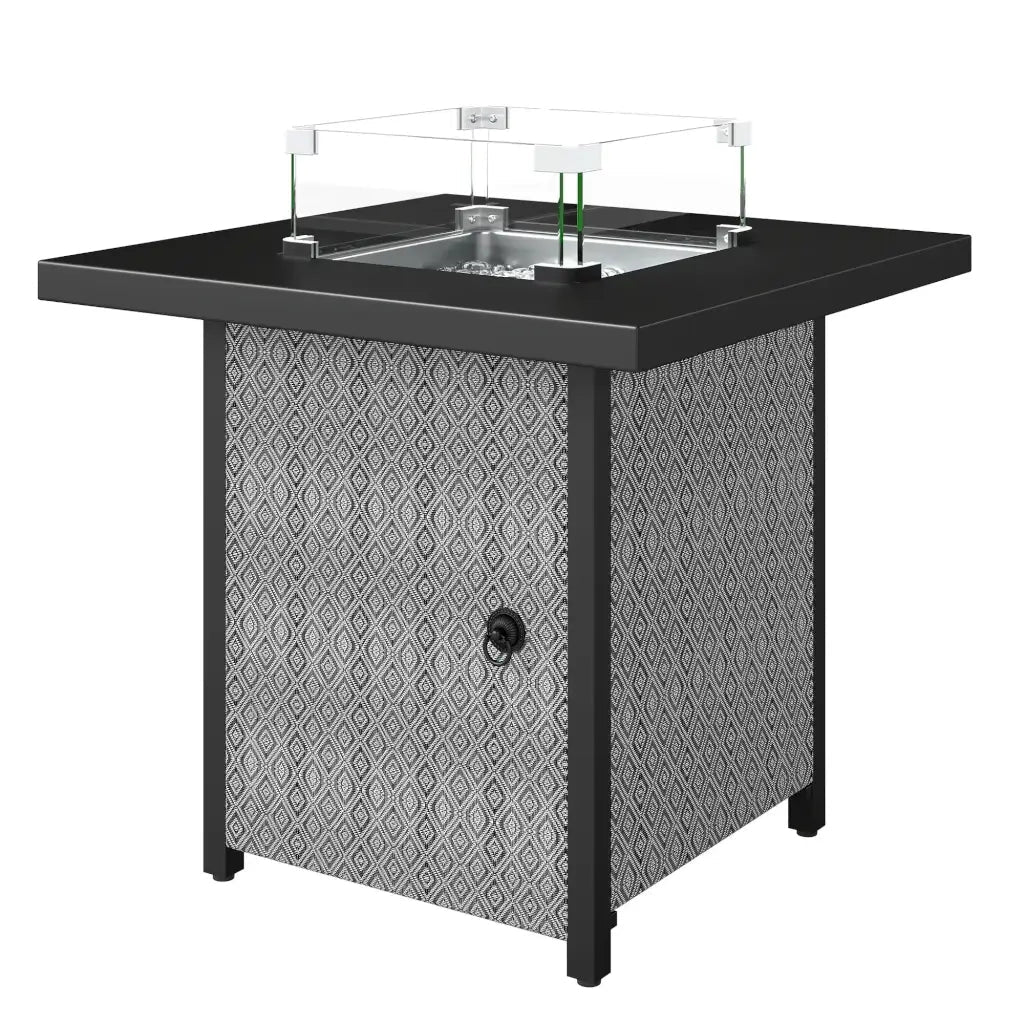 Outsunny Propane Gas Fire Pit Table – 11.7 kW Smokeless Outdoor Heater with Wind Guard & Glass Rocks | 842 - 460V70BK - Fire Pits, Fireplaces, Heating
