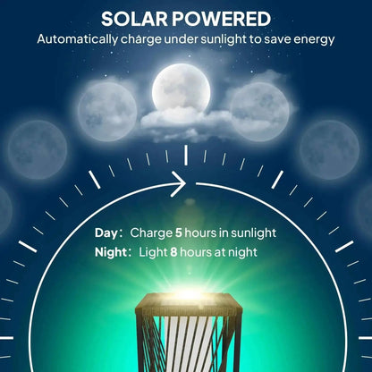 Outsunny Rattan Solar Floor Lamp, Auto On/Off LED Garden Lights - Grey| 867-265V00GY
